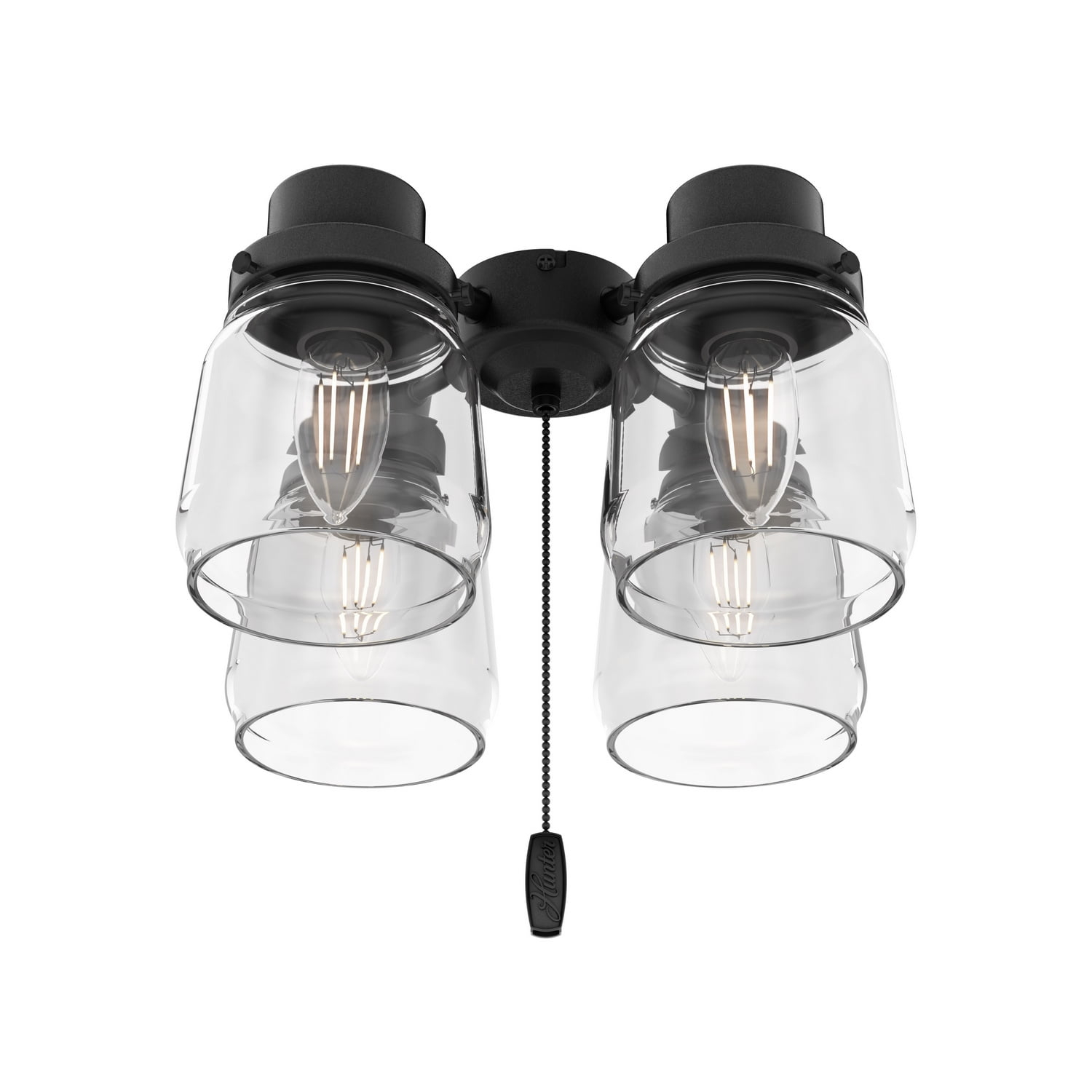 Hunter Fan 99386, Original 4 Light Accessory Fitter and Glass in Matte Black