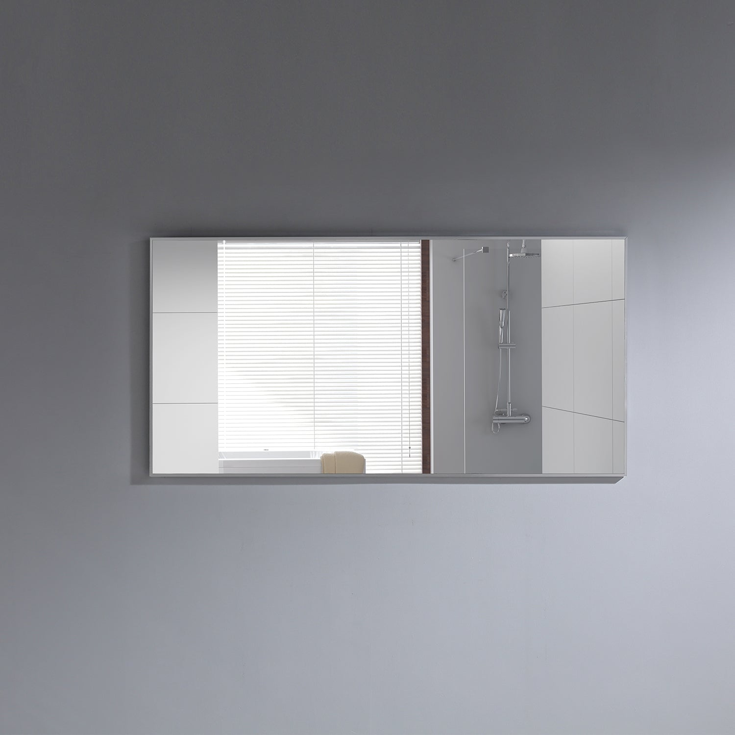 Eviva Sax 60" Brushed Chrome Metal Frame Bathroom Wall Mirror