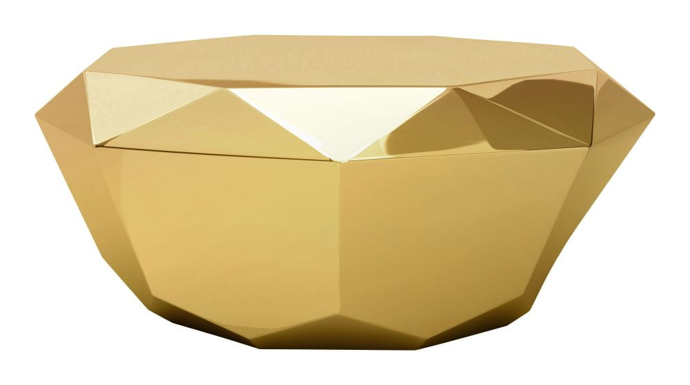 Gold Diamond Coffee Table, Modern Luxe Glam Cocktail Table 35"