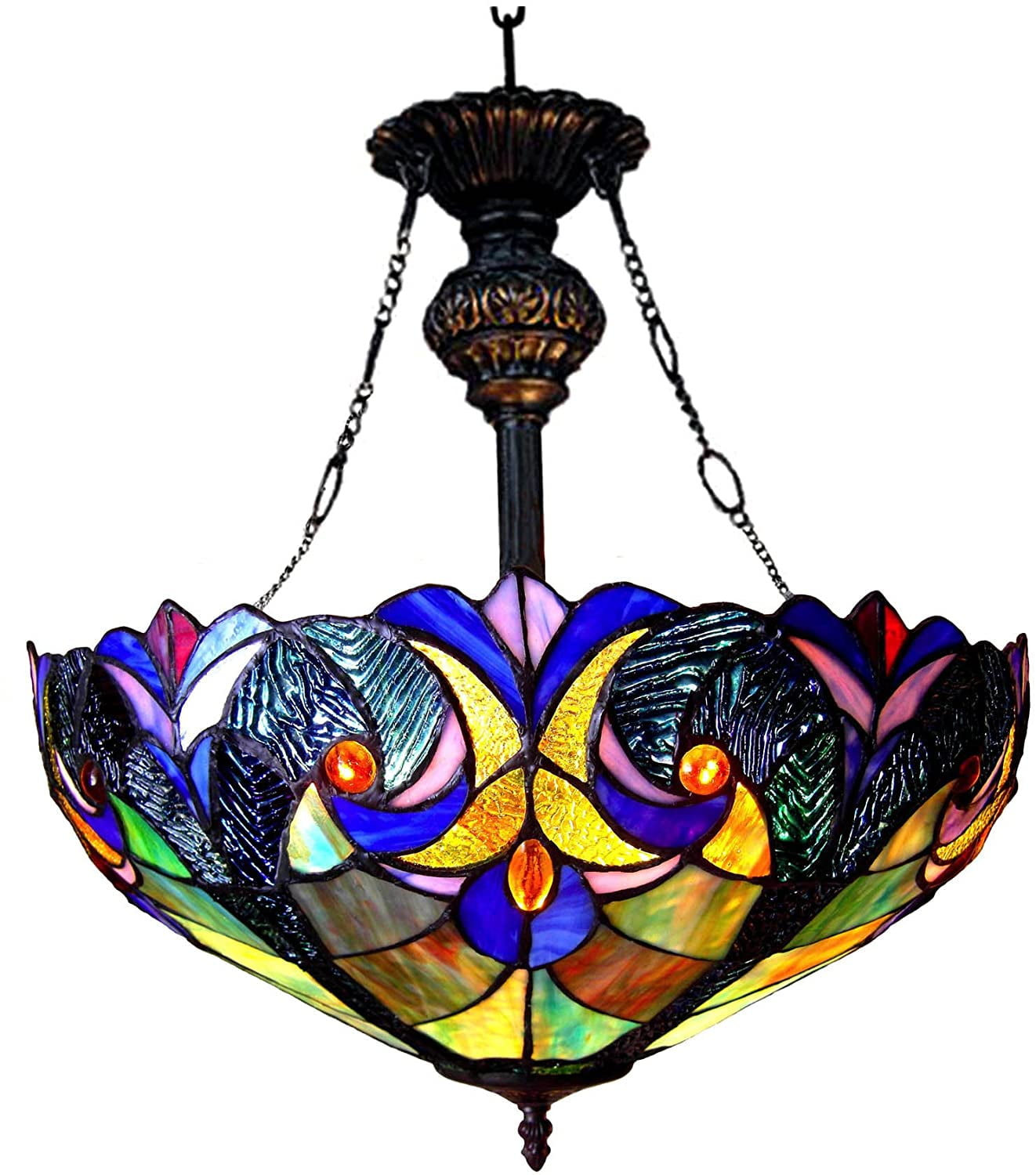 Chloe Lighting CH18780VT18-UH2 Liaison Tiffany-Style 2 Light Victorian Inverted Ceiling Pendant 18`` Shade
