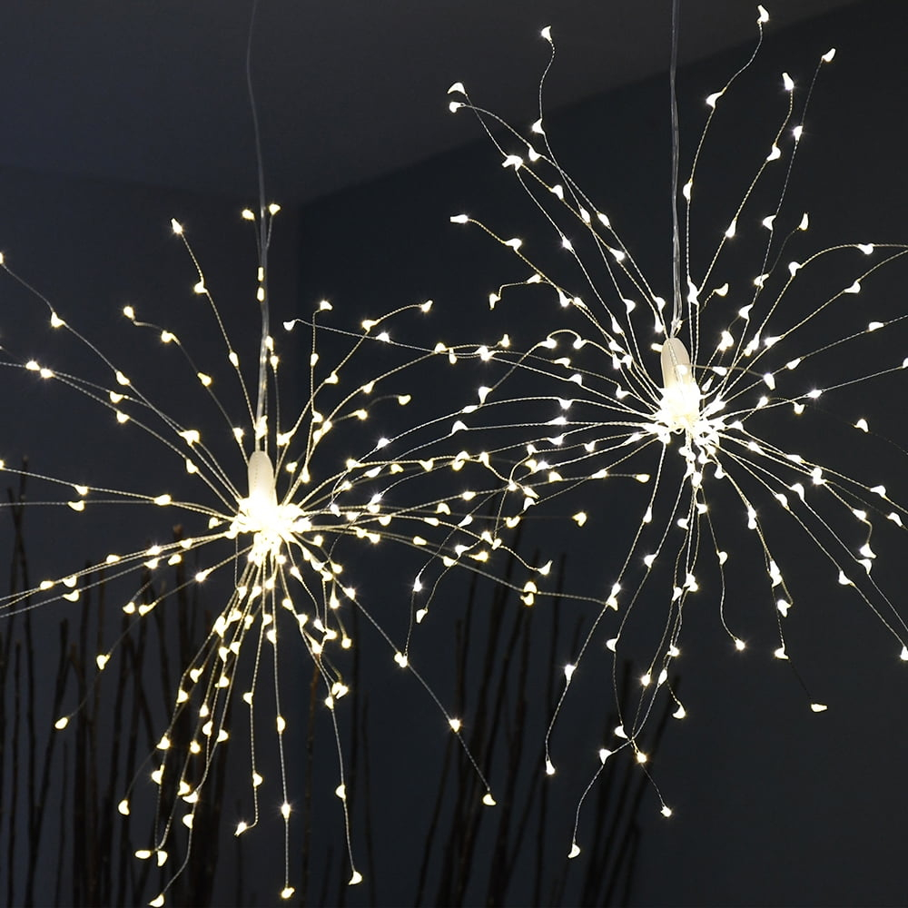 LumaBase Battery Operated Starburst Lights with Remote Control - Set of 2 (White)