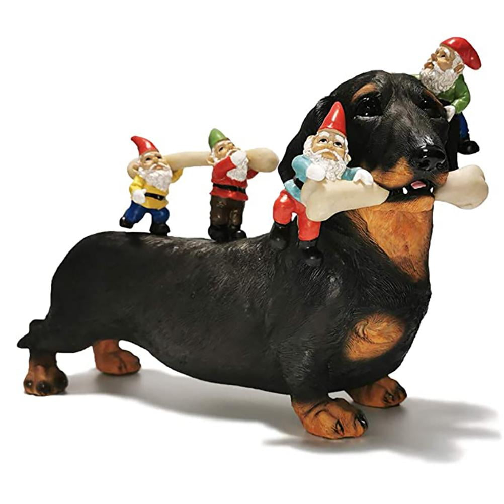 Dwarf Dachshund Dog Statue Courtyard Art Resin Statuette Decoration