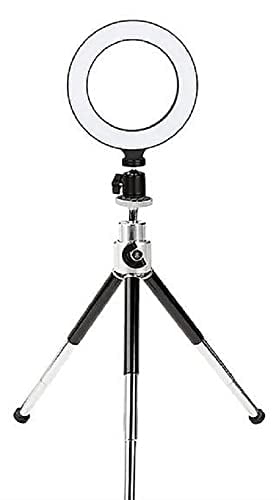 6 in. Dimmable Desktop LED Light Ring for Content Creation, Black & White