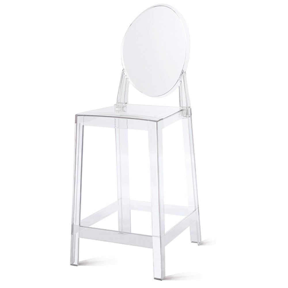 2xhome 25" Seat Height Transparent Kitchen Barstool, Modern Ghost Accent Side Armless Counter Stool With Back, Clear