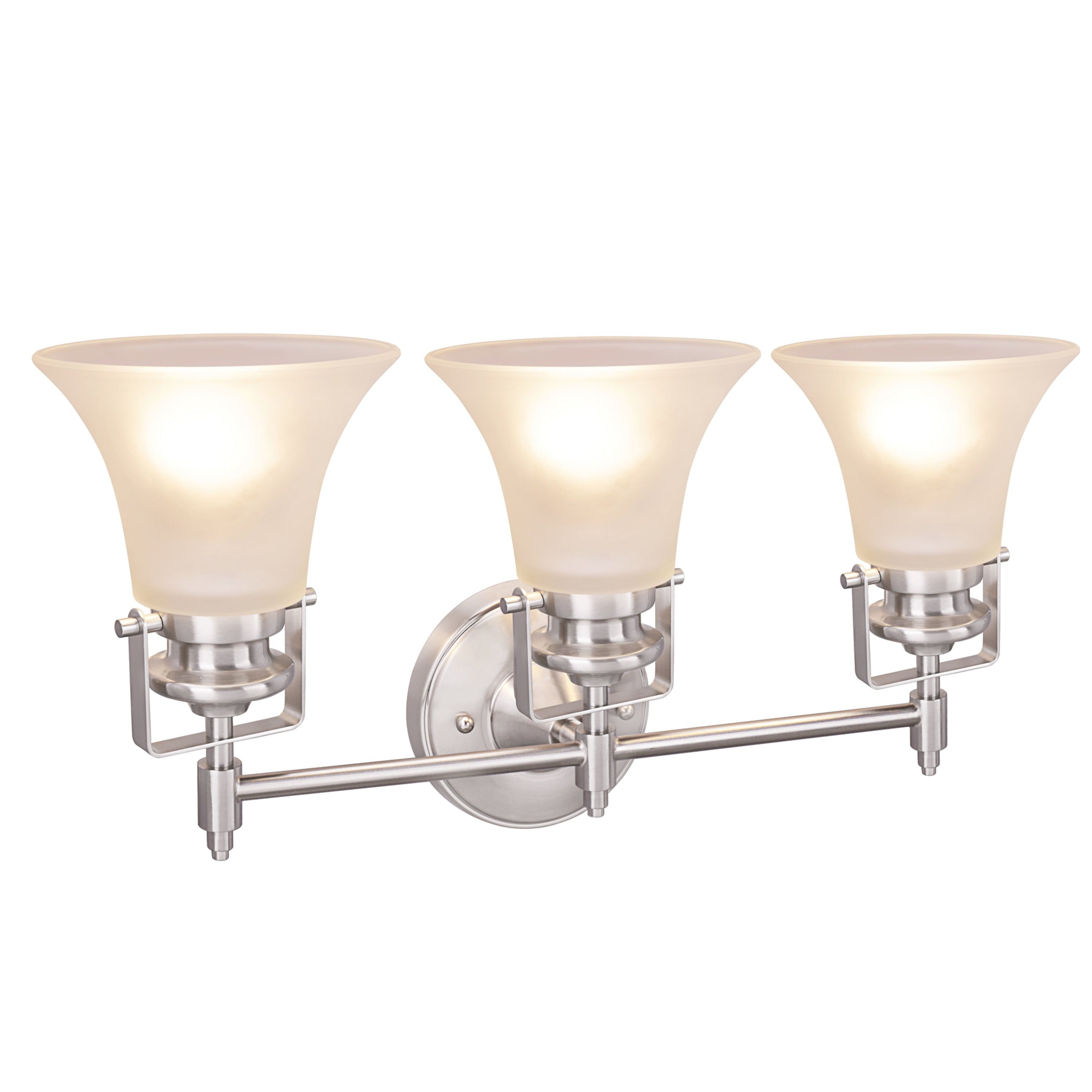 Aspen Creative 62159, Three-Light Metal Bathroom Vanity Wall Light Fixture, 21" Wide, Transitional Design in Brushed Nickel