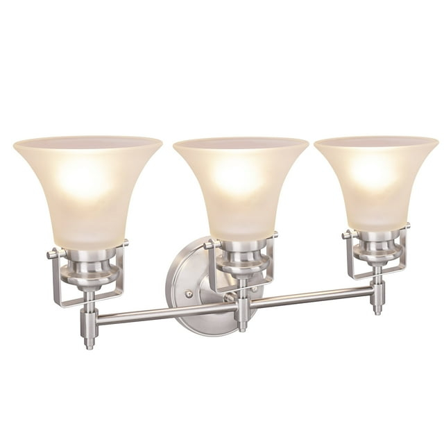 Aspen Creative 62159, Three-Light Metal Bathroom Vanity Wall Light Fixture, 21" Wide, Transitional Design in Brushed Nickel