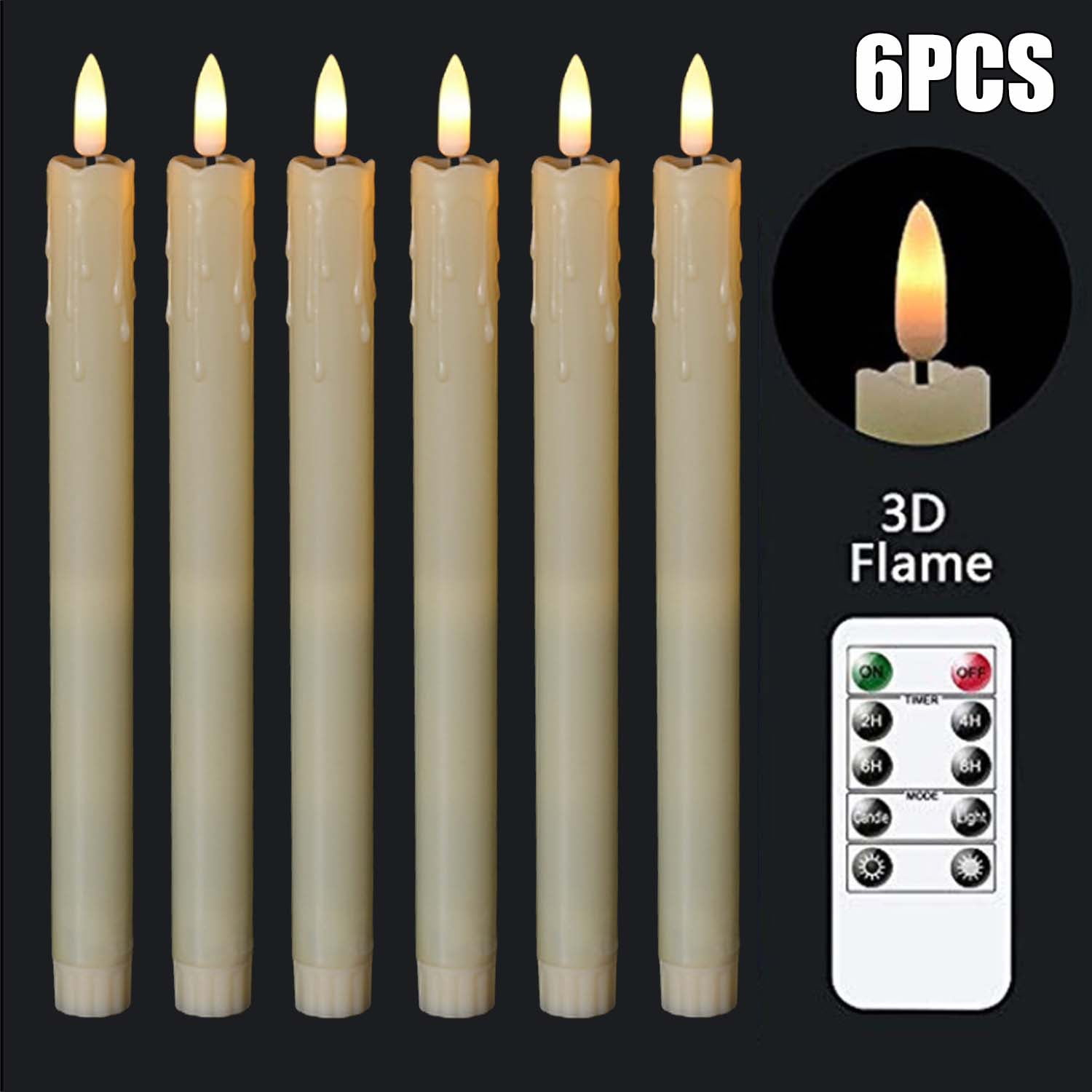 6PCS LED Taper Candle Light, Flashing Electric Fake Candle with Remote Control, Battery Powered Candle Light