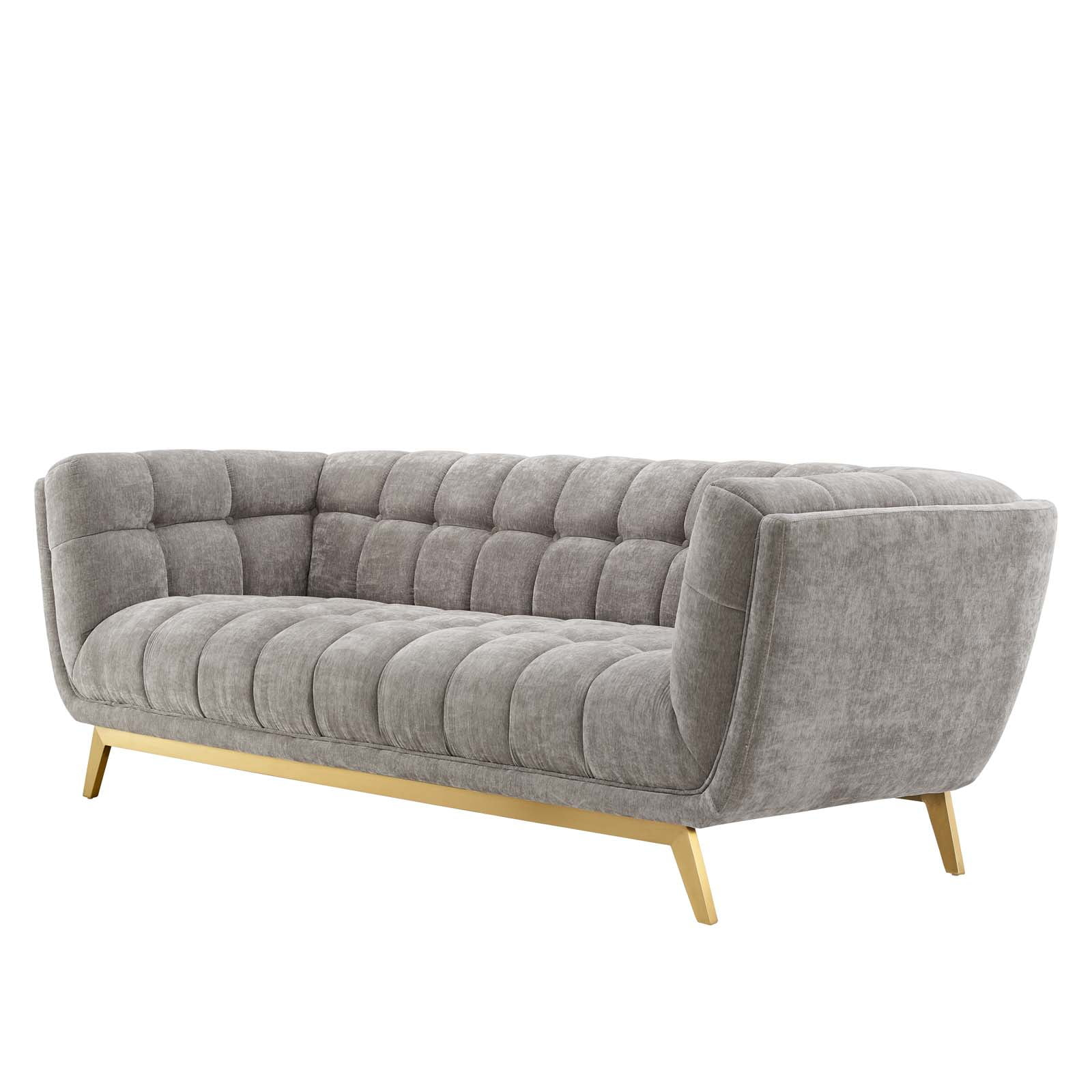 Modway Bestow Crushed Performance Velvet Sofa in Light Gray