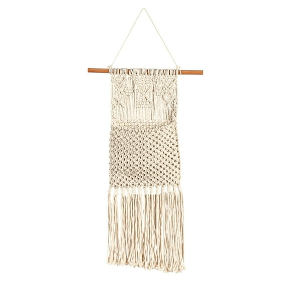 Macrame Wall Pocket Plant Cover, Natural