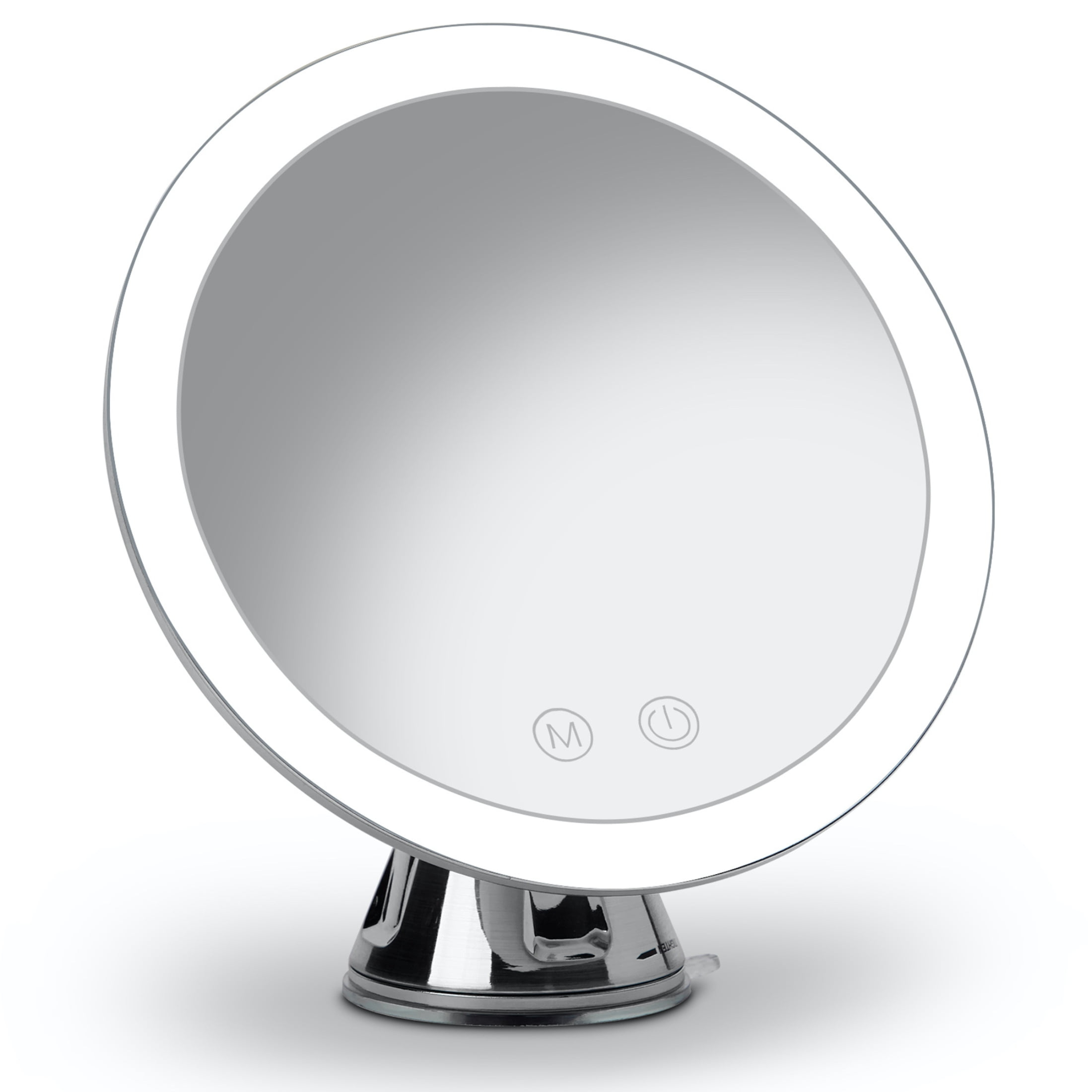 Fancii LED Lighted 10X Magnifying Makeup Mirror, Rechargeable - 3 Dimmable Tri-Color Light Settings, Suction Vanity Mirror, Metallic Finish, Cordless Travel Bathroom Mirror - Lana (Chrome)