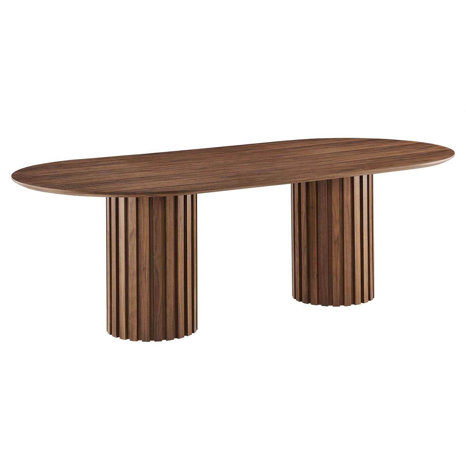Oval Wooden Dining Table, Modern Walnut Wood Table, 95" Long