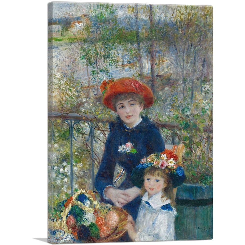 ARTCANVAS " Two Sisters On The Terrace 1881 " by Pierre-Auguste Renoir Painting Print