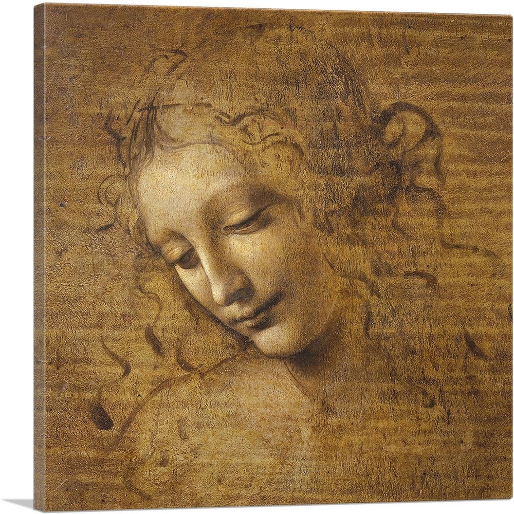 ARTCANVAS Female Head - Head and Shoulders of a Woman 1505 Canvas Art Print by Leonardo da Vinci - Size: 18" x 18" (1.50" Deep)