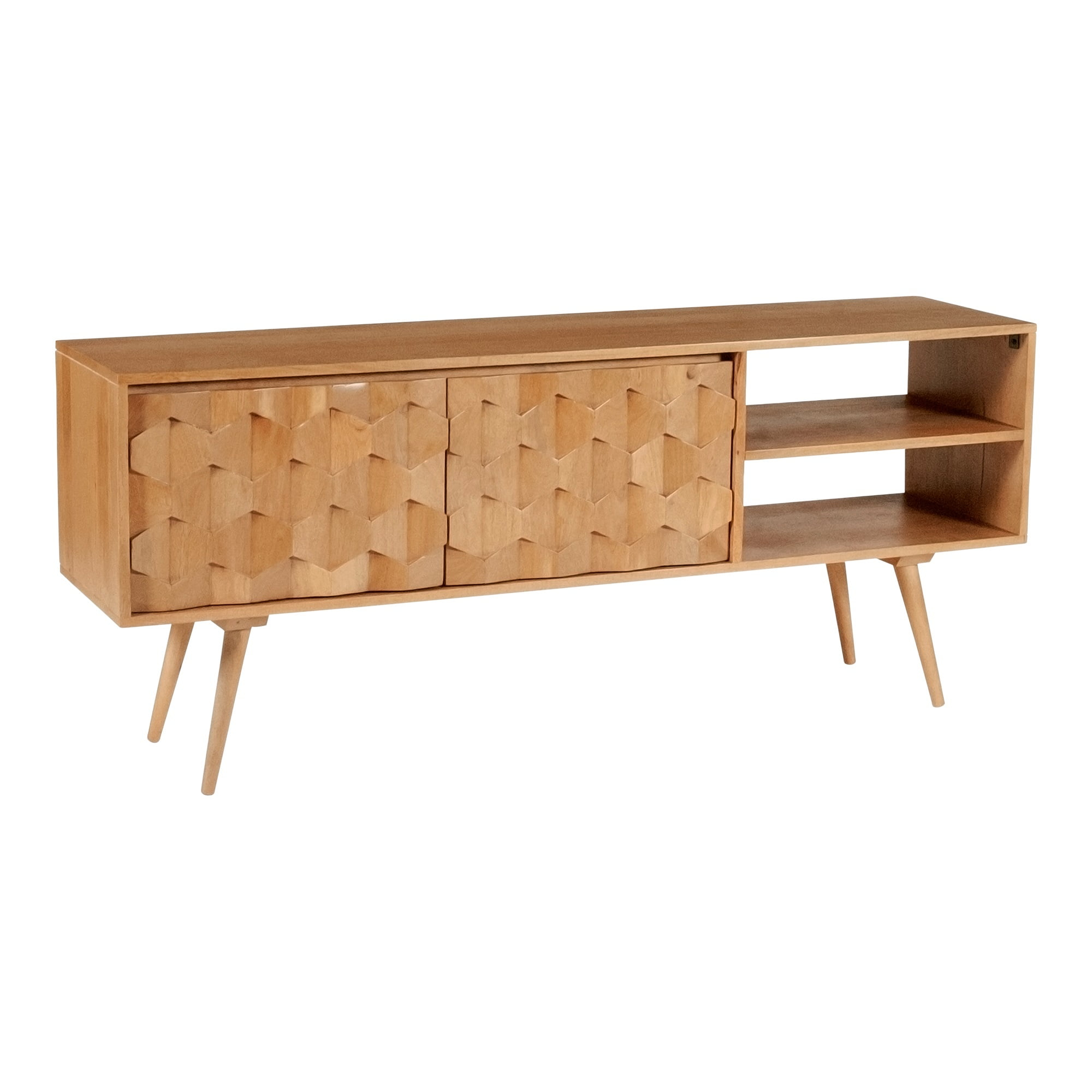 Mid-Century Modern Mango Wood 57'' TV Cabinet with Flared Legs