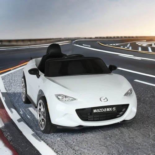 Coche para Niños, mazda mx-5 rf, Coche para Montar con Motor de 12 V con control remoto de 2,4 G, Coche de Juguete Eléctrico de Velocidad Ajustable para Niños de 3 a 6 Años, Blanco