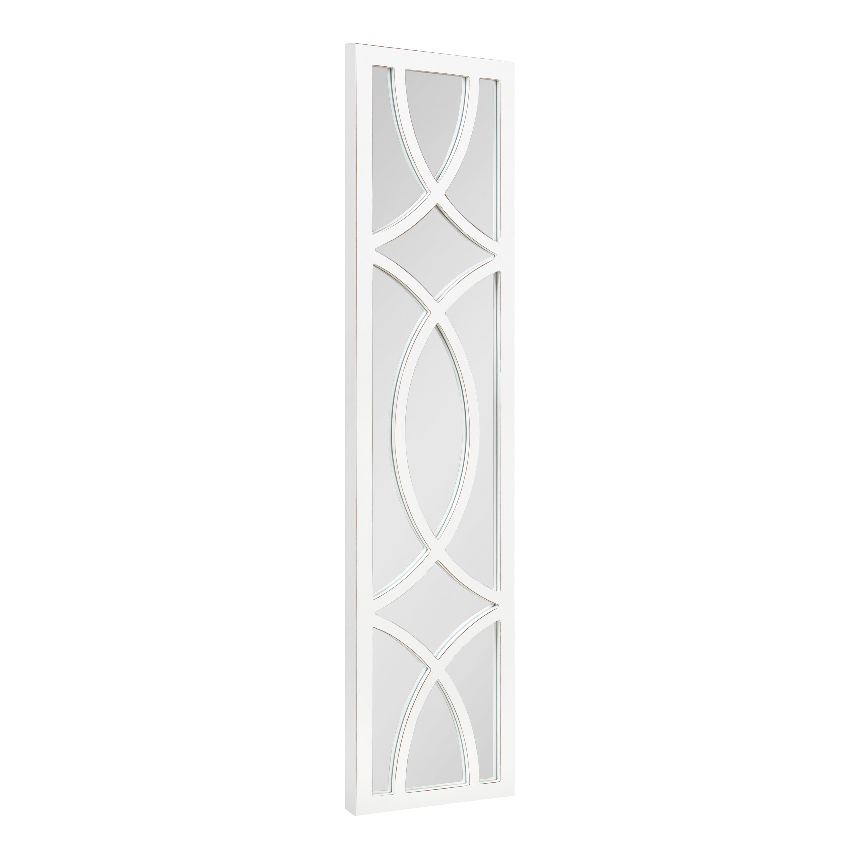 Kate and Laurel Tolland Decorative Wooden Panel Wall Mirror, 12" x 48", Soft White, Rustic Windowpane Accent Piece