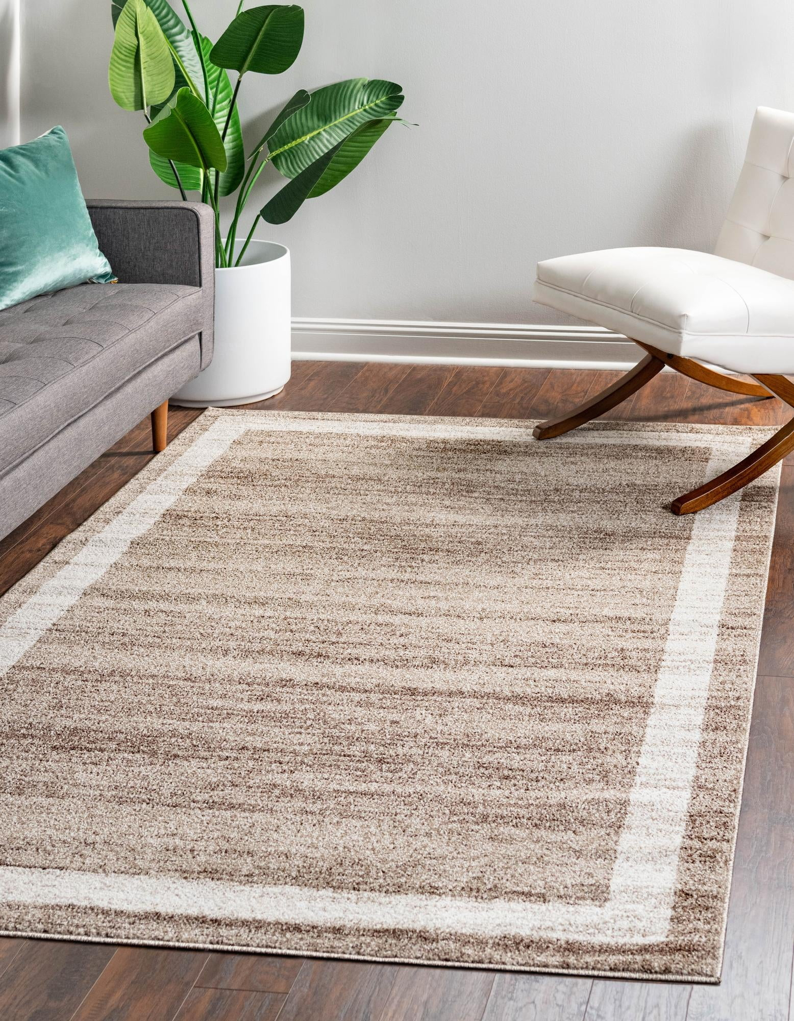 Unique Loom Del Mar Collection Area Rug - Maria (6' 1" x 9' Rectangle Light Brown/Ivory)