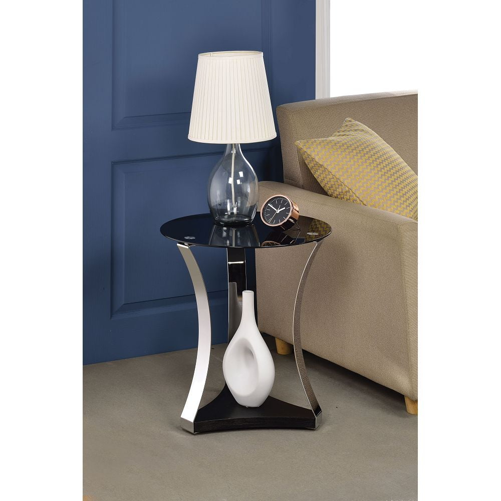 Glass Top Pedestal End Table