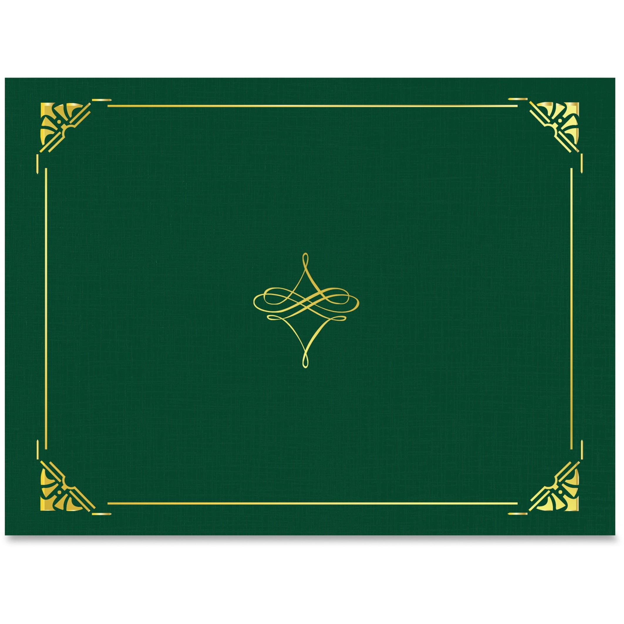 Geographics Gold Foil Border Certificate Holder, Hunter Green, 5 pack