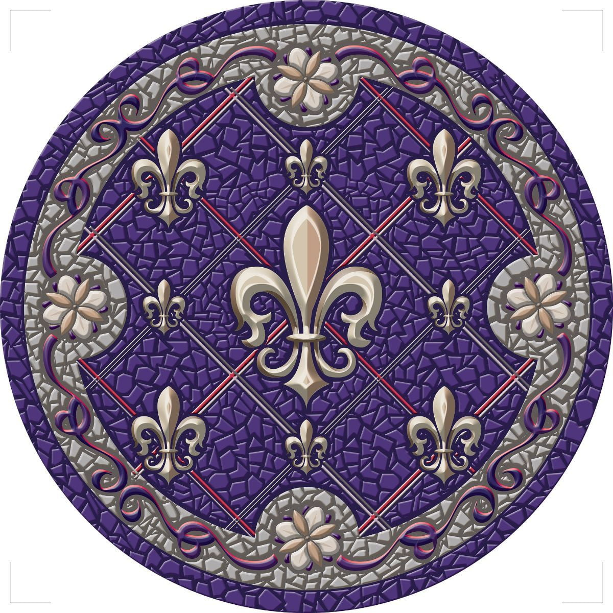 Skip's Garage Fleur De Lis Decorative Poolmat, Vinyl, Multiple Sizes, Easy To Install and Remove
