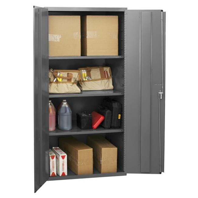 Durham  14 Gauge Flush Door Style Lockable Shelf Cabinet with 4 Adjustable Shelves - Gray - 36 x 18 x 72 in.