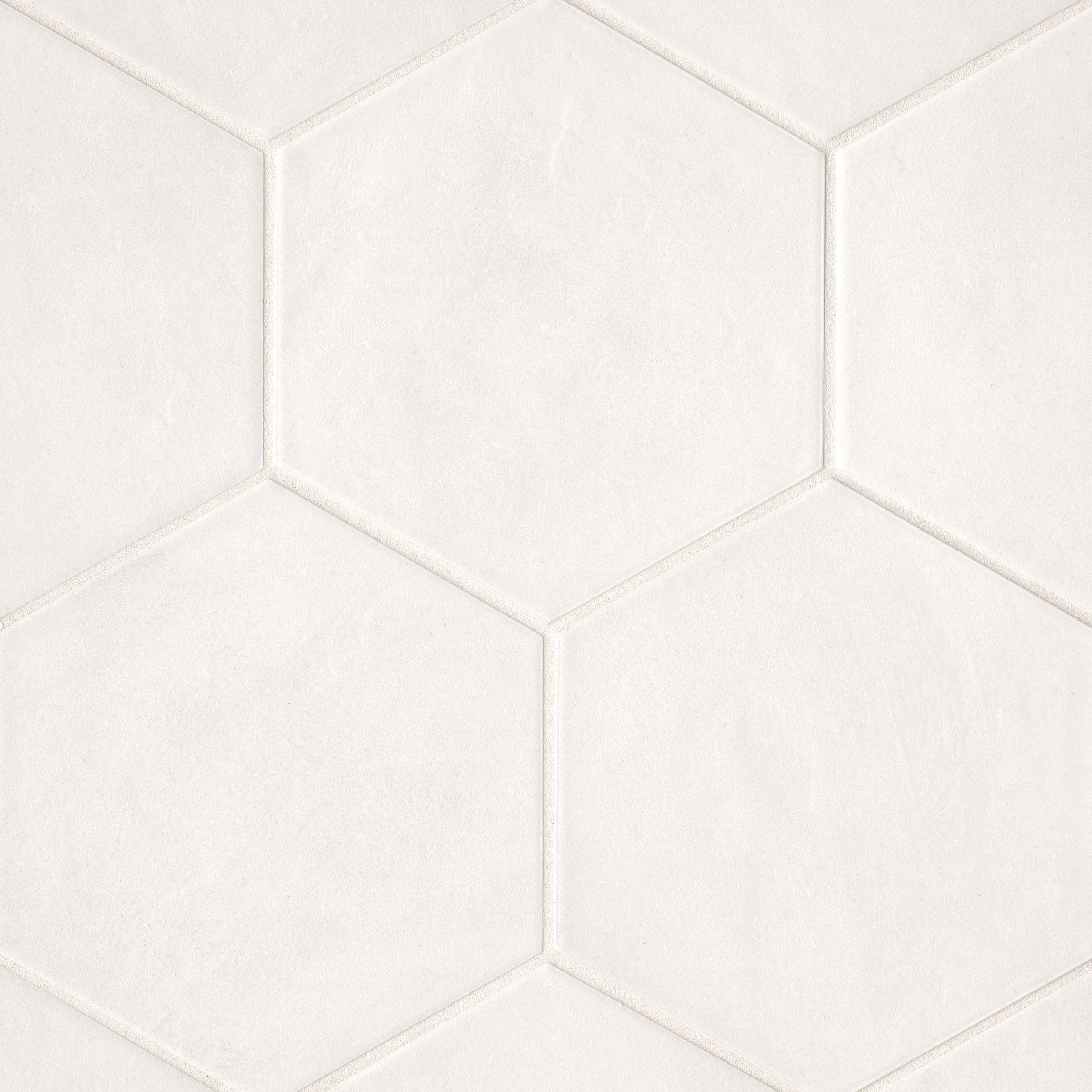 Bedrosians Allora Hexagon Matte Porcelain Tile 8.5" x 10", Solid White (29-Pack, 12.67 SF)