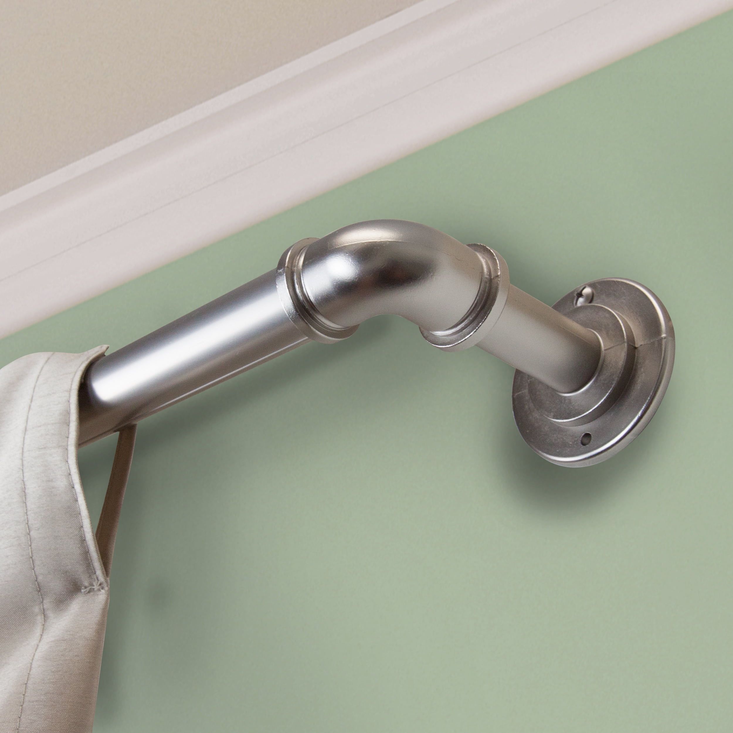 1" Dia Pipe Blackout Curtain Rod 84-120 inch in Satin Nickel,(BOT100-845)
