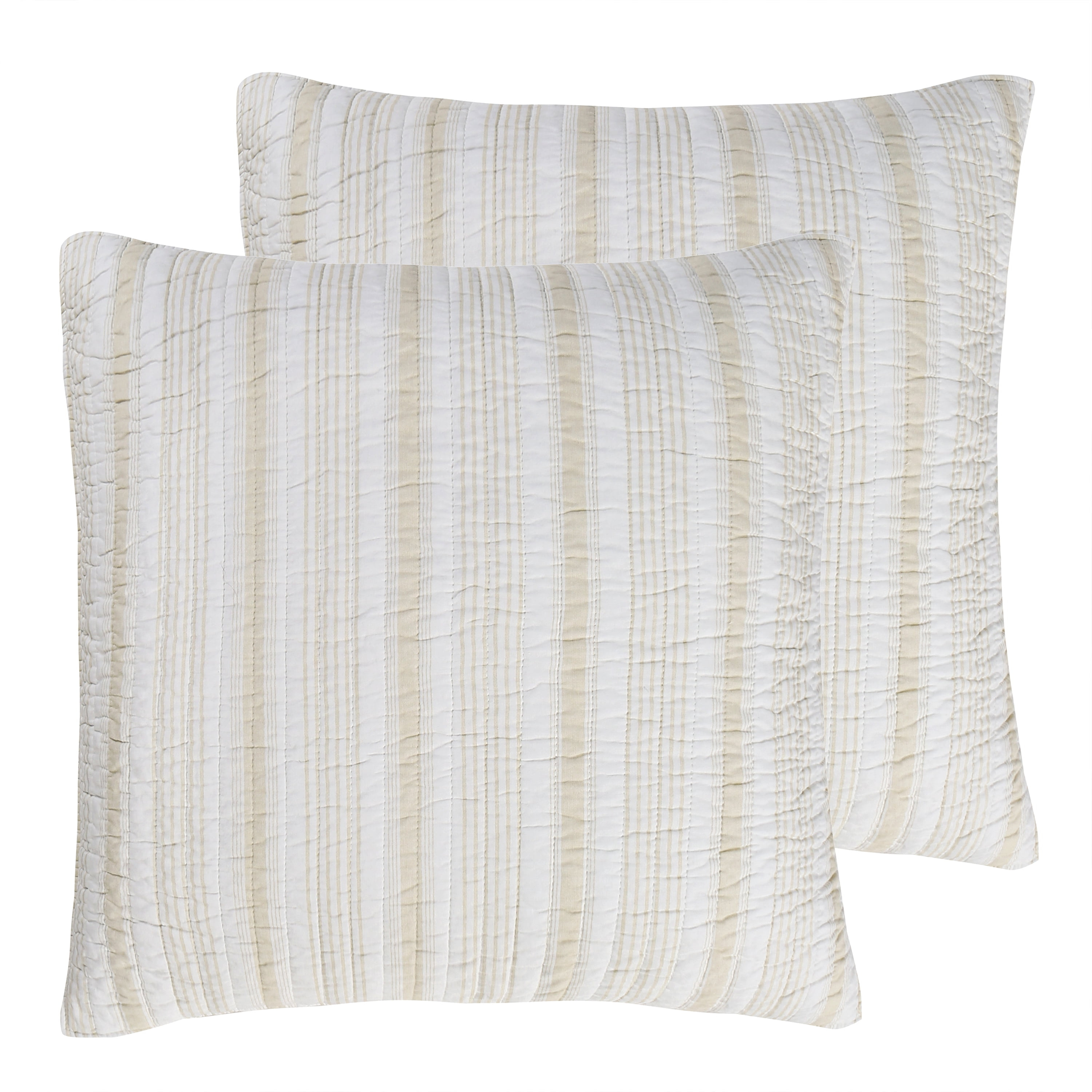 Levtex Home - Camden Euro Sham Set of 2, Taupe and Cream, Stripe