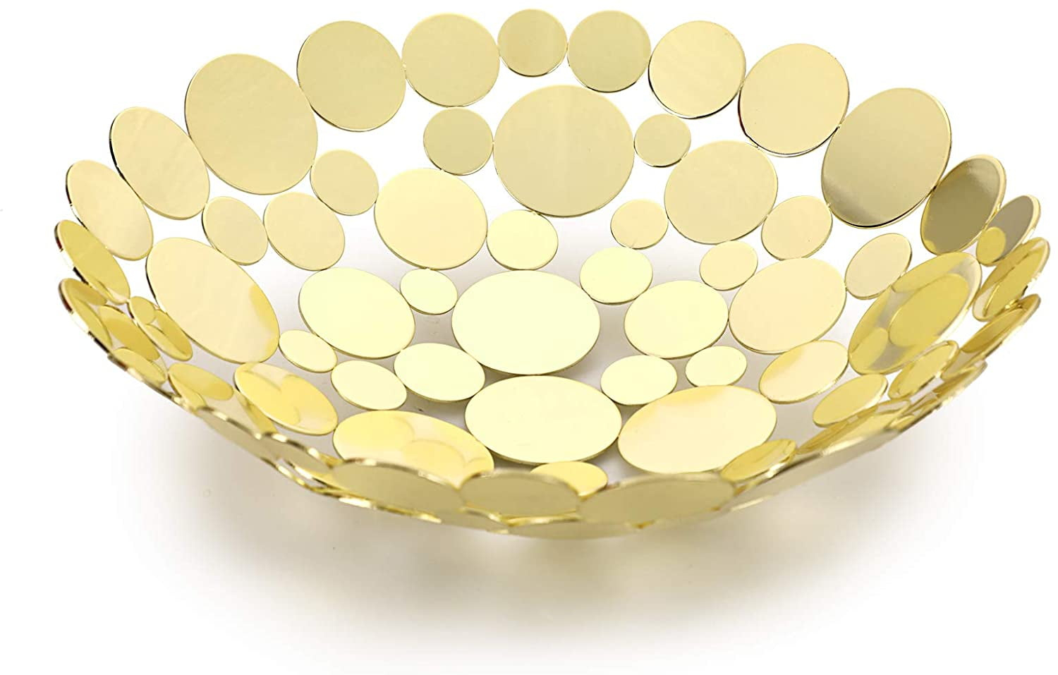 Metal Fruit Bowl Basket Creative Table Centerpiece Fruit Stand Decorative Countertop Fruit Holder for Kitchen Counter, Iron Large Fruit Plate Round Storage Tray for Bread Snacks Candy (White)