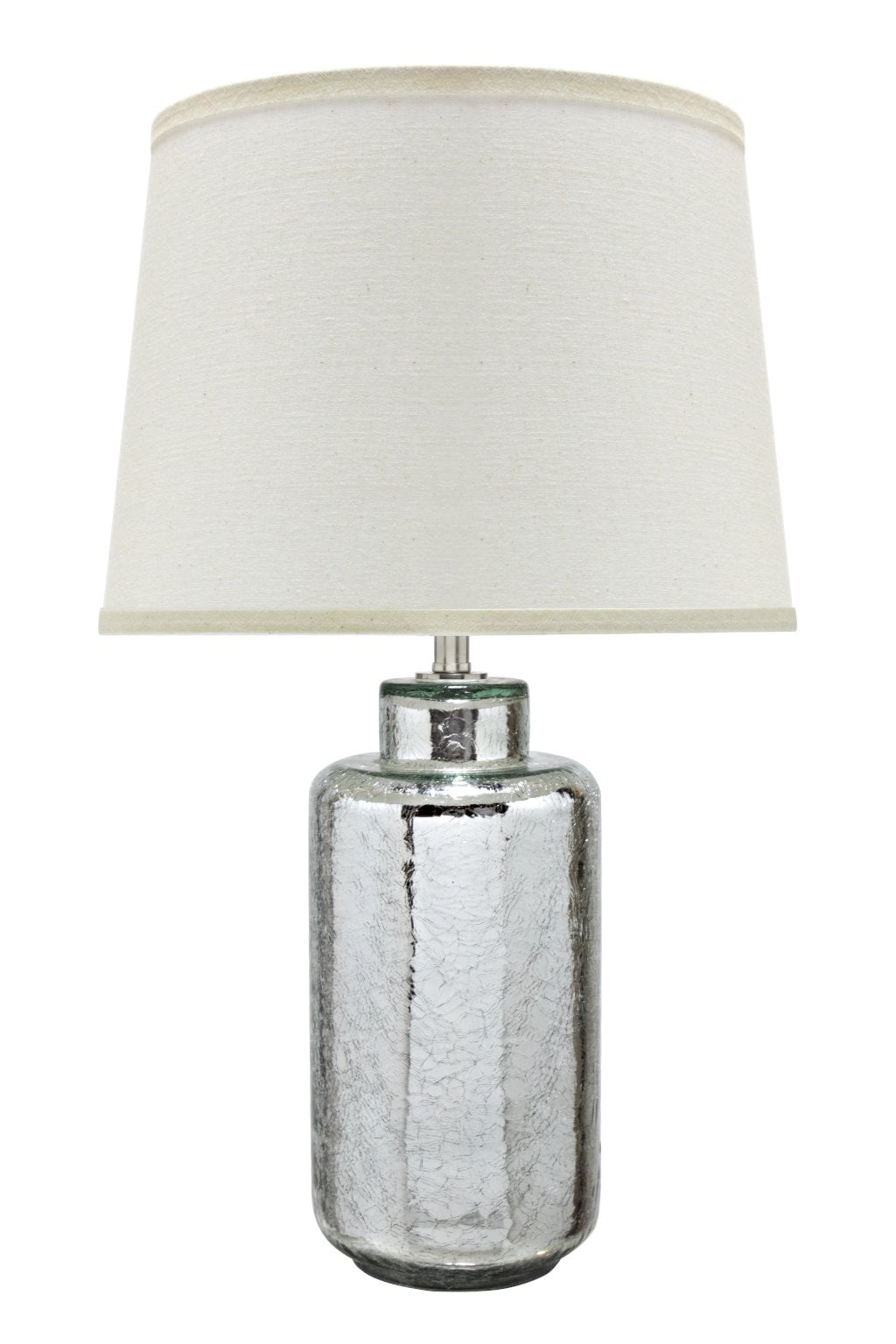 Aspen Creative 40110, 23" High Transitional Glass Table Lamp, Antique Crackle Mercury and Empire Shaped Lamp Shade in Off White, 14" Wide