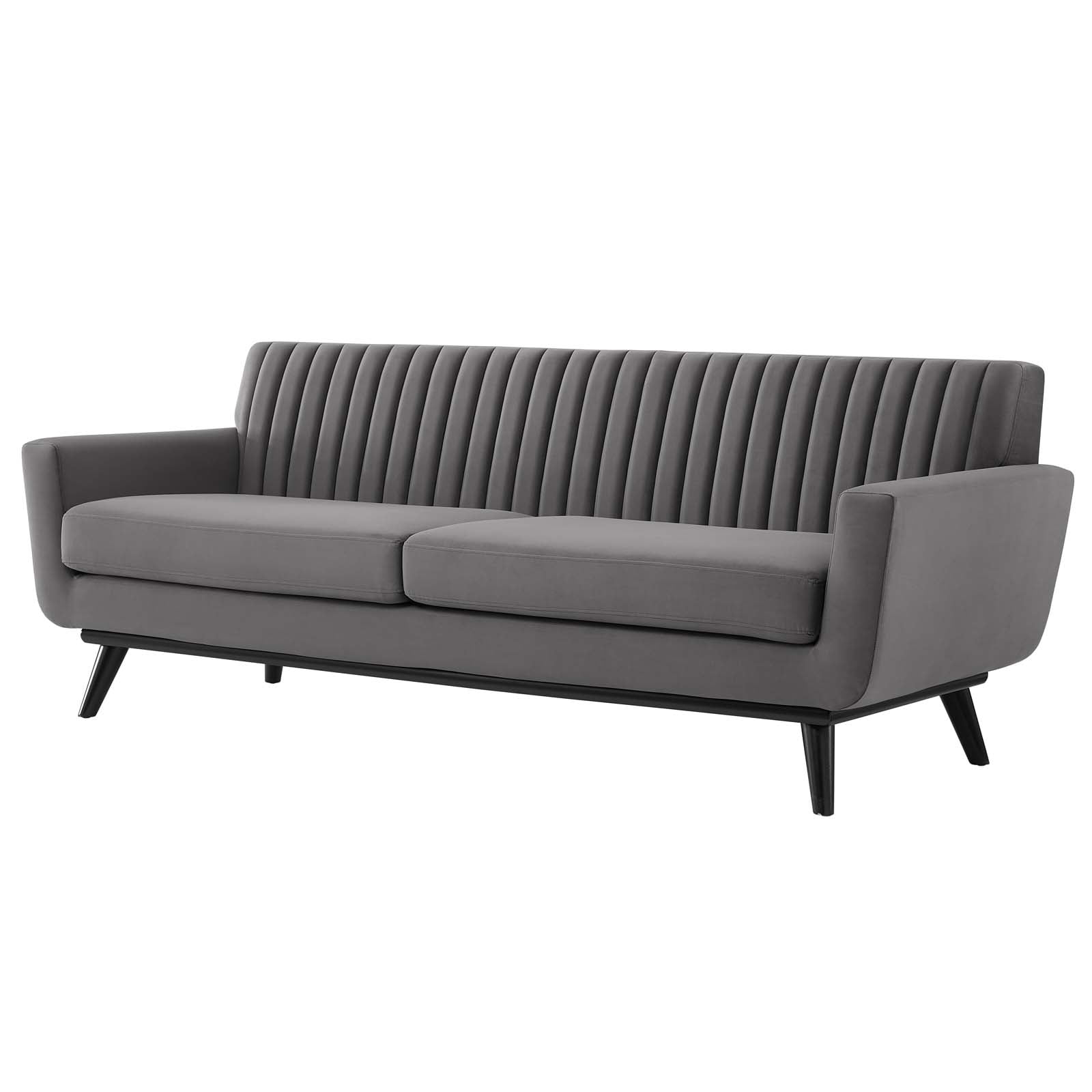 Engage Channel Tufted Performance Velvet Sofa Gray - Modway: Upholstered, Wood Frame, Foam Fill