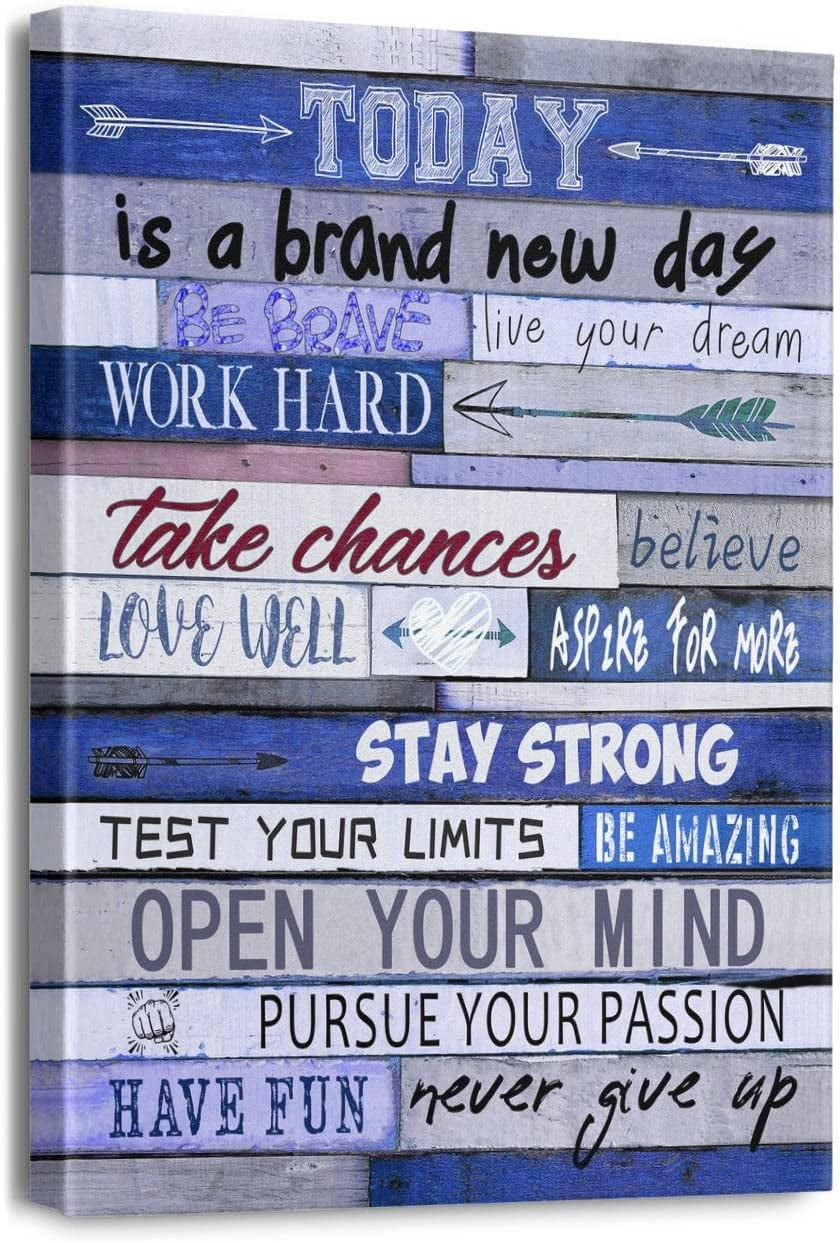 Inspirational Wall Art for Office Motivational Poster Quotes Blue Wall Decor Canvas Prints Framed Positive Affirmations Wall Decor for Room Modern Words \u200bArtwork 12x16
