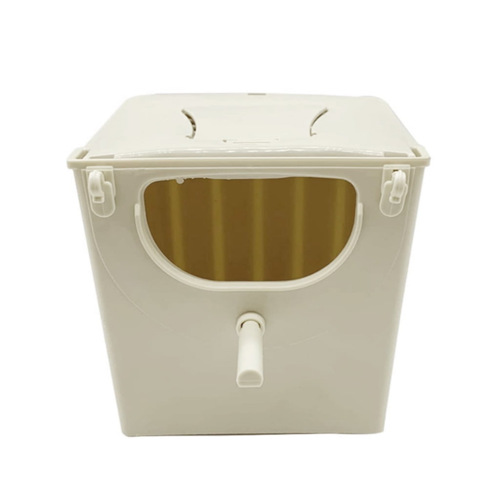 Off-White Plastic Parakeet Nesting Box with Perch
