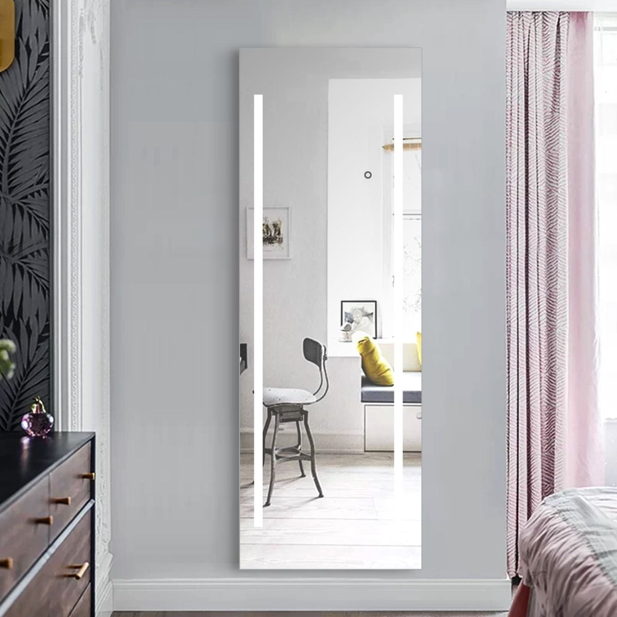 Full Length Lighted LED Vanity Mirror 19"x59" inches with Adjustable Light Color and Dimmer Touch Sensors by Fab Glass and Mirror