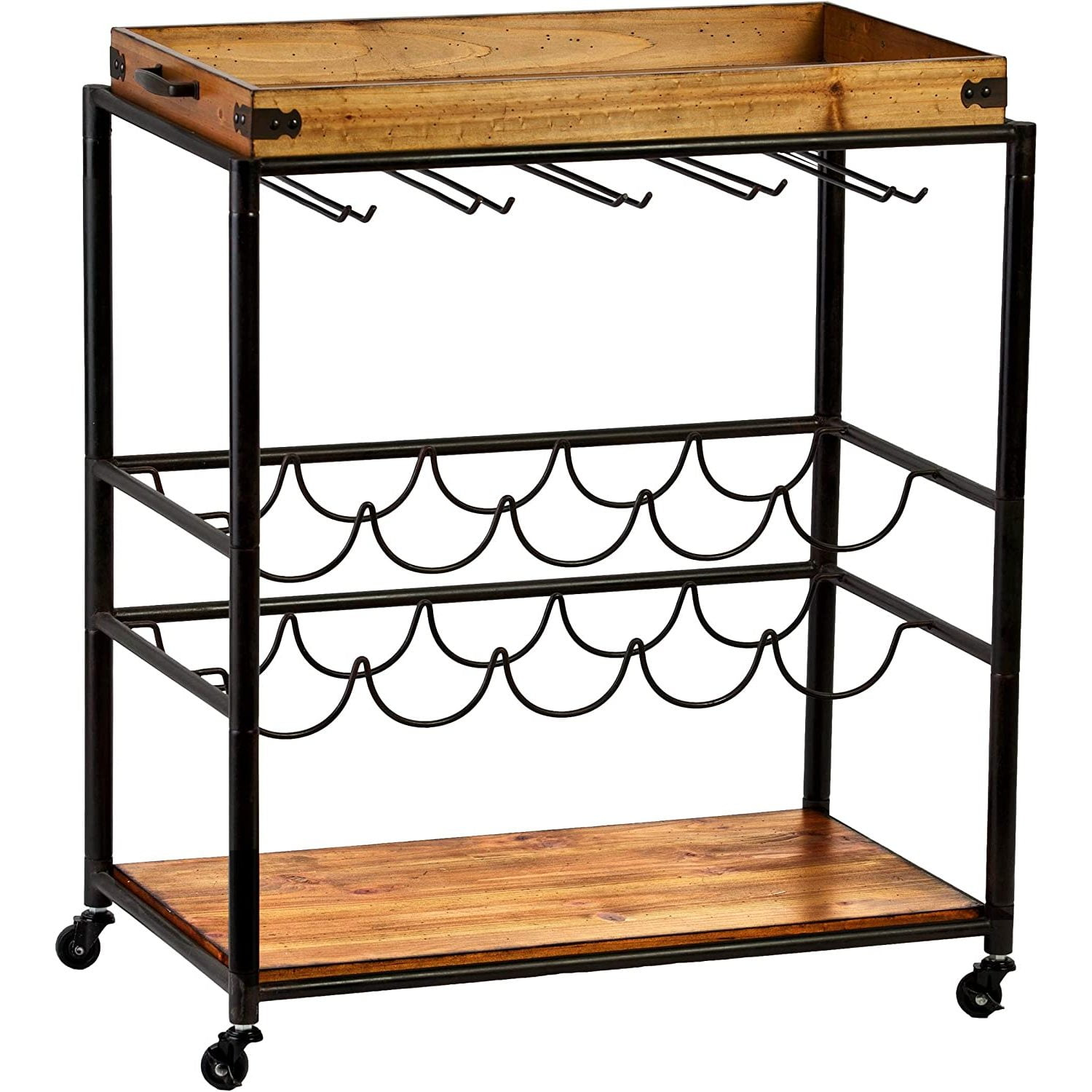 Southern Enterprises Mayson Bar Cart, Black/Natural