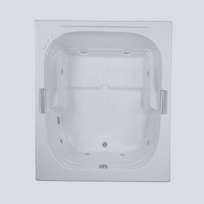 WaterTech Acrylic 60 in. x 60 in. SQ Reversible Drain Drop-In Whirlpool Tub - Biscuit