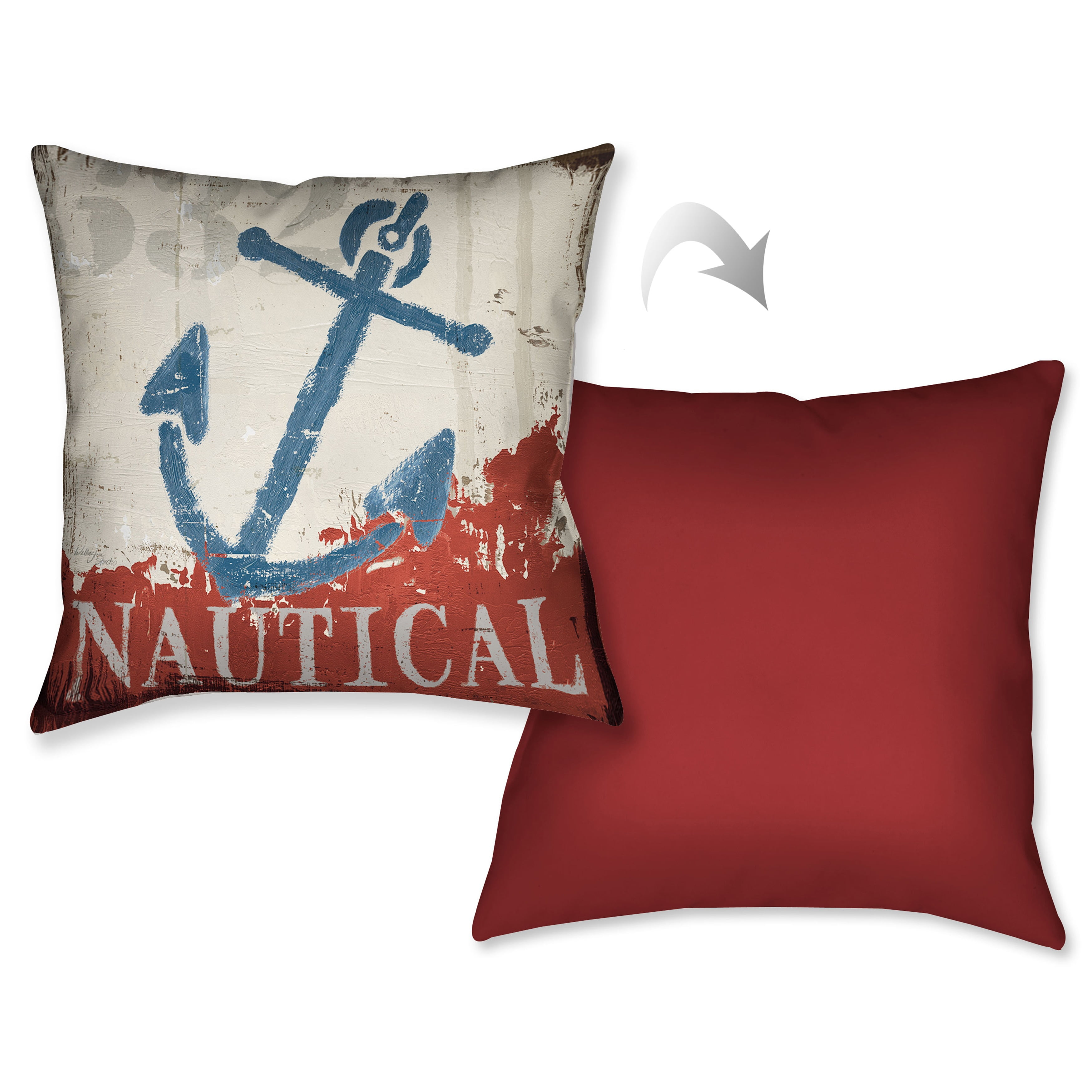 Laural Home  Nautical Anchor Decorative 18-inch Throw Pillow
