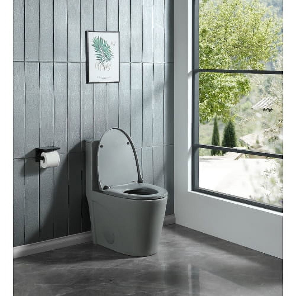1.1/1.60 GPF Dual-Flush One Piece Toilet, Water-Saving Elongated Comfort Height Floor Mounted, Soft Close 1000 Gram Map Flushing Score Toilet, Light Grey 23T01-LG