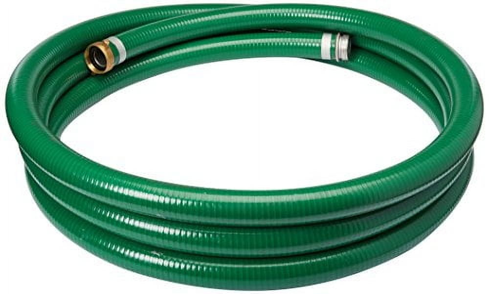 Gloxco Heavy Duty Green PVC Suction Hose for Water Transfer, 70 PSI Max Pressure, 1-1/2" Inside Diameter, 20 ft Length