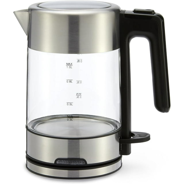 1.1-Qt (1.0L) Electric Kettle, Tea Kettle & Water Boiler, With Auto Shut-Off, Boil Dry Protection, High-Safety Strix Thermostat, BPA-Free, 1500W, Stainless Steel, Black & Silver