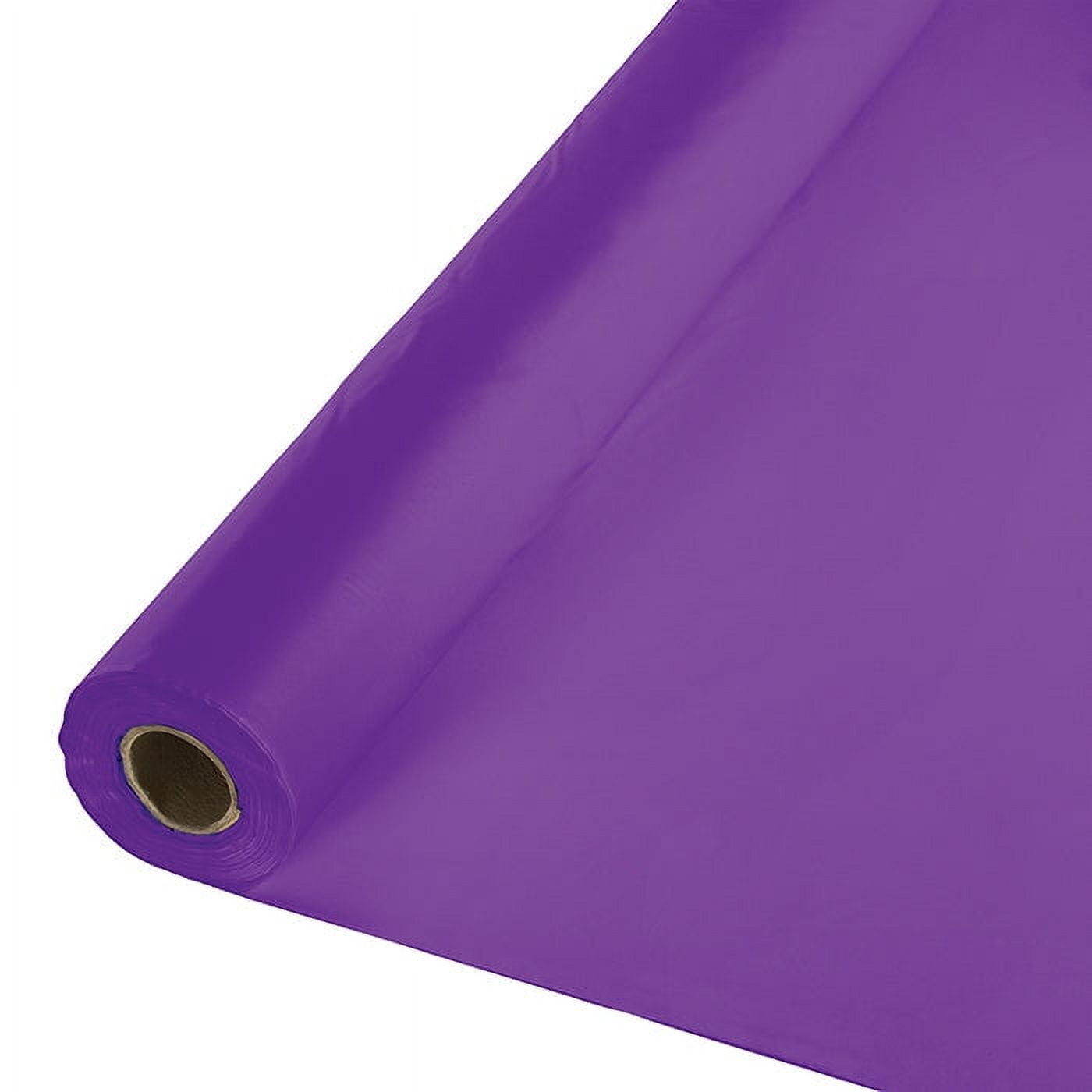 Exquisite 100 ft. x 40 in. Purple Solid Print Plastic Tablecloths