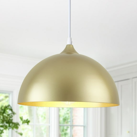 1-Light 11.81"W Metal Dome Pendant Ceiling Lights for Kitchen Island Gold