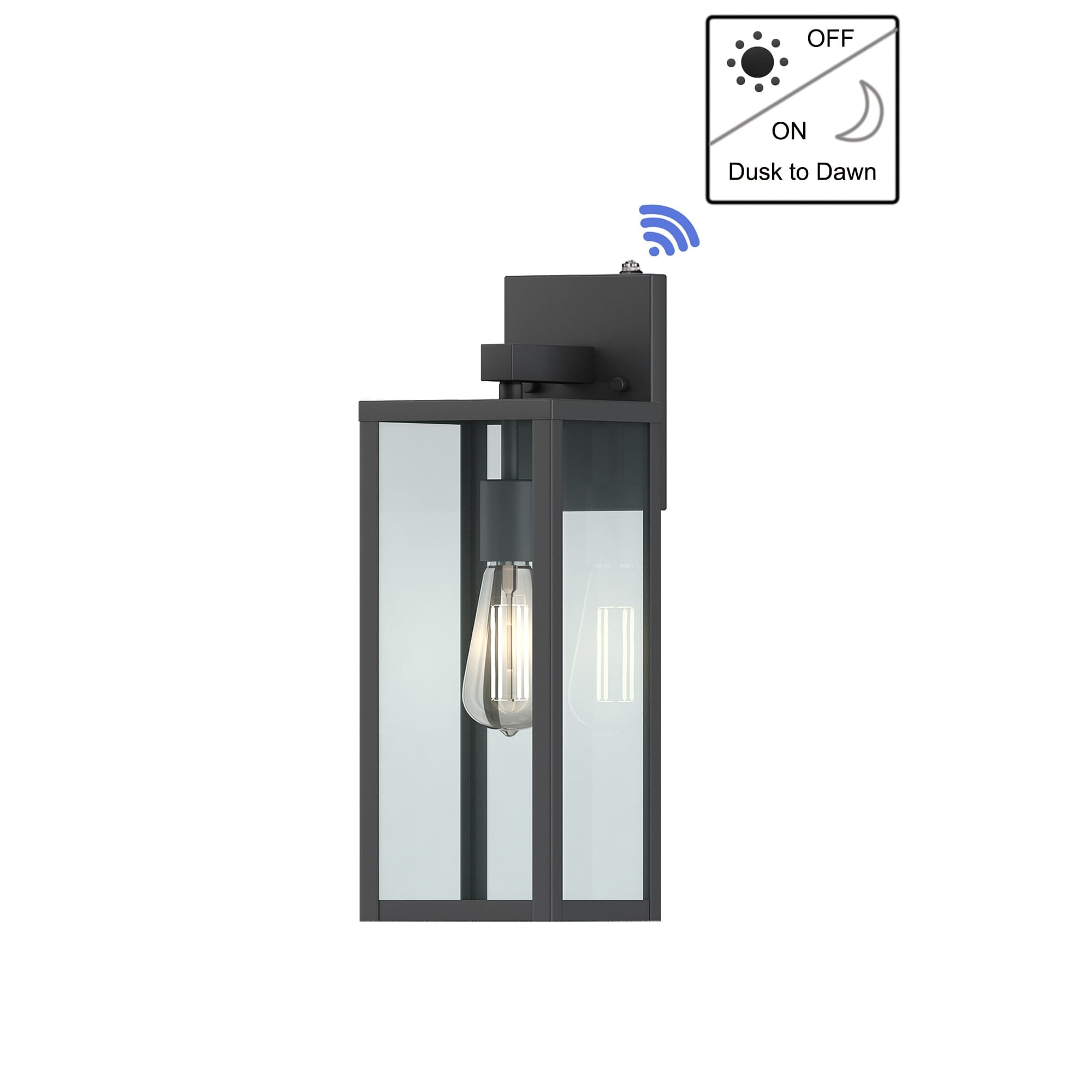 1-Light 17.25'' H Matte Black Outdoor Wall Lantern Sconce Dusk to dawn