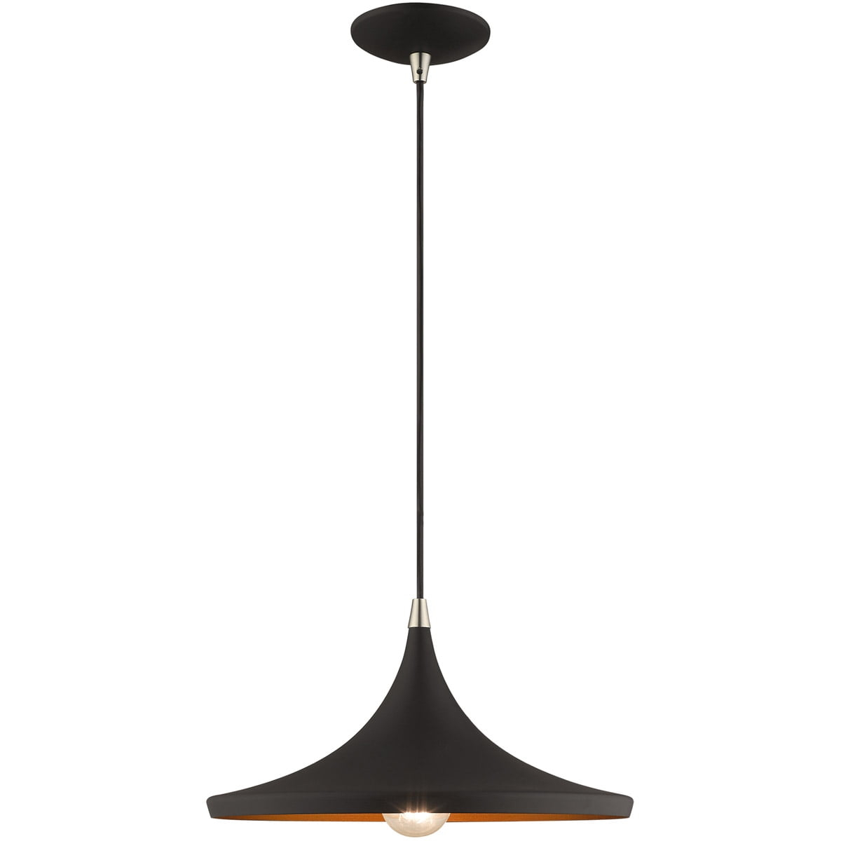 Livex Lighting Metal Shade 1 - Light Chandelier in  Black