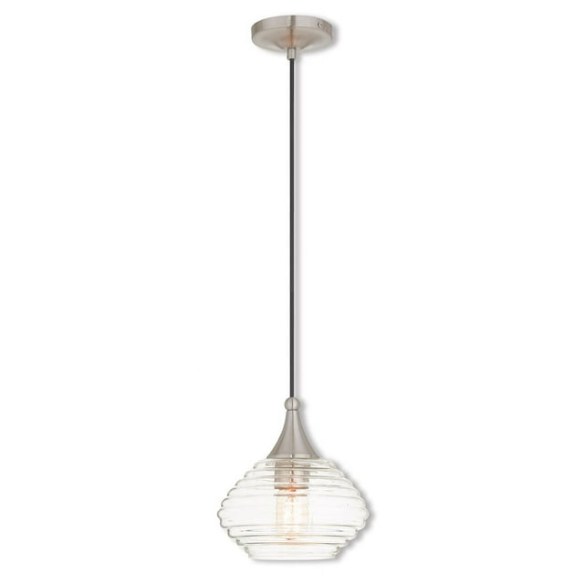 Livex Lighting Art Glass 1 - Light Pendant in  Brushed Nickel