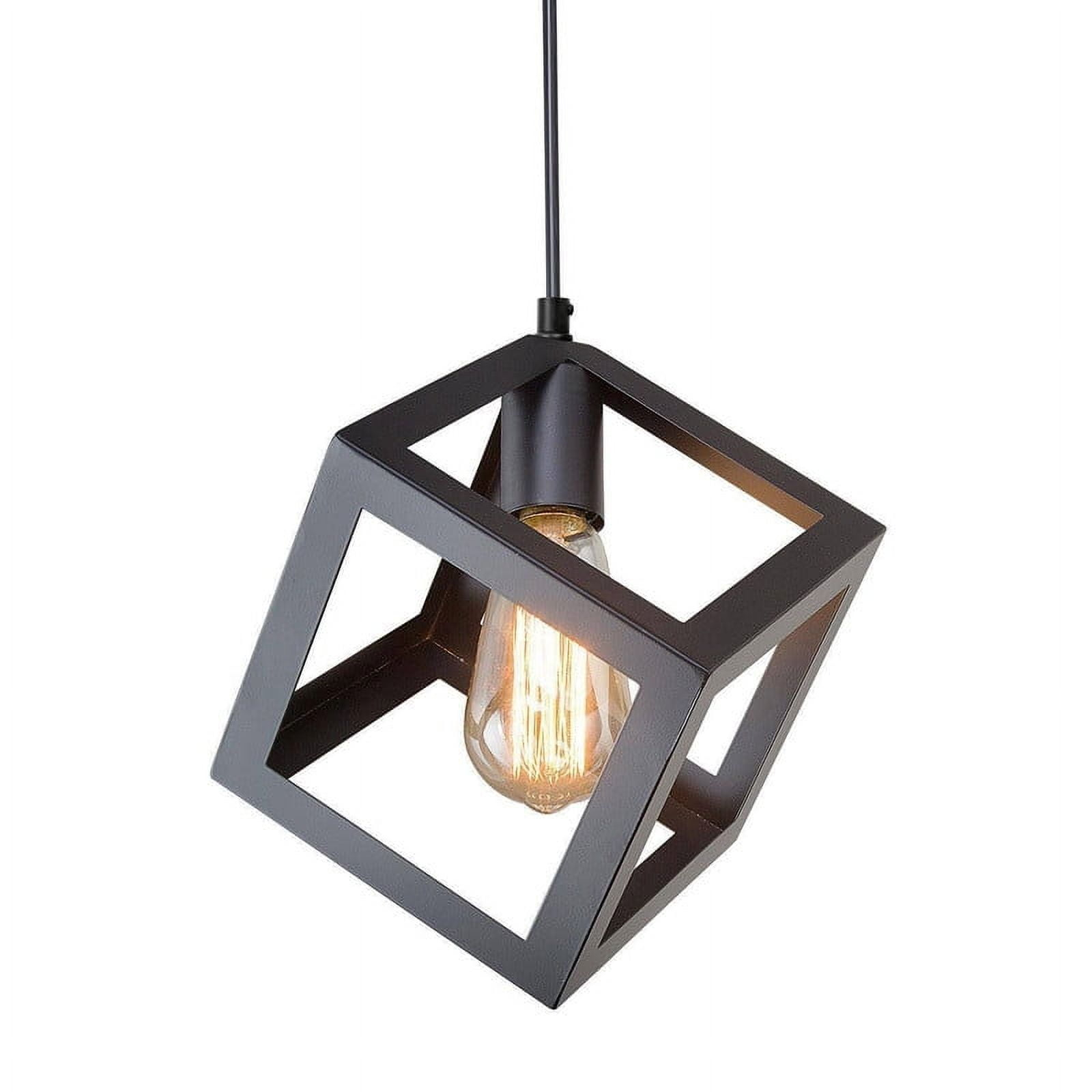 1-Light Matte Black Modern/Contemporary Geometric LED Mini Kitchen Island Light, Kitchen Island Chandeliers Light for Dining Room, Kitchen Island, Bedroom