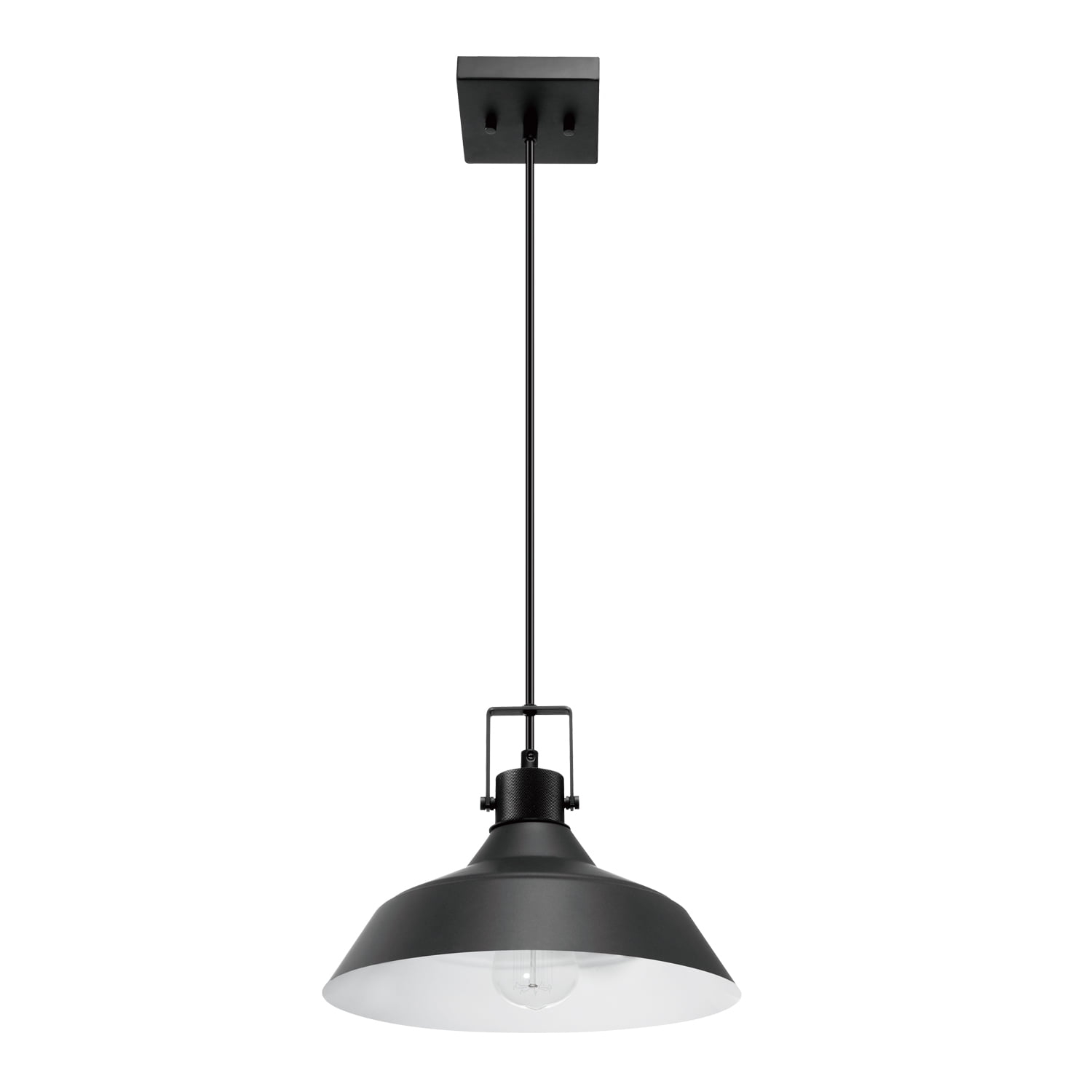 1-Light Matte Black Outdoor Indoor Pendant Lighting with Textured Socket