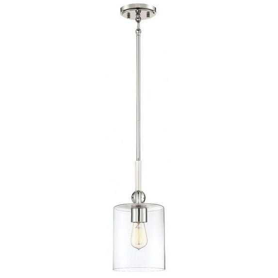 1 Light Mini Pendant In Transitional Style 14.5 Inches Tall By 7 Inches Wide-Polished Nickel Finish    -Traditional Installation Minka Lavery