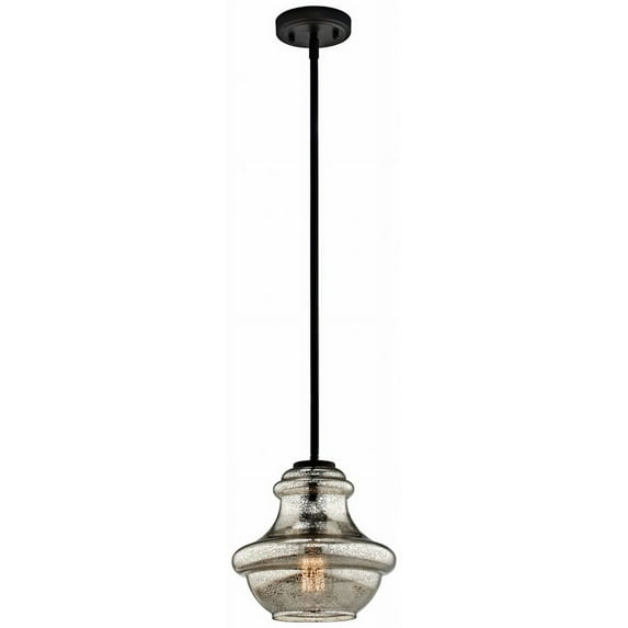 Everly 9.25" 1 Light Mini Schoolhouse Pendant Mercury Glass Brushed Nickel