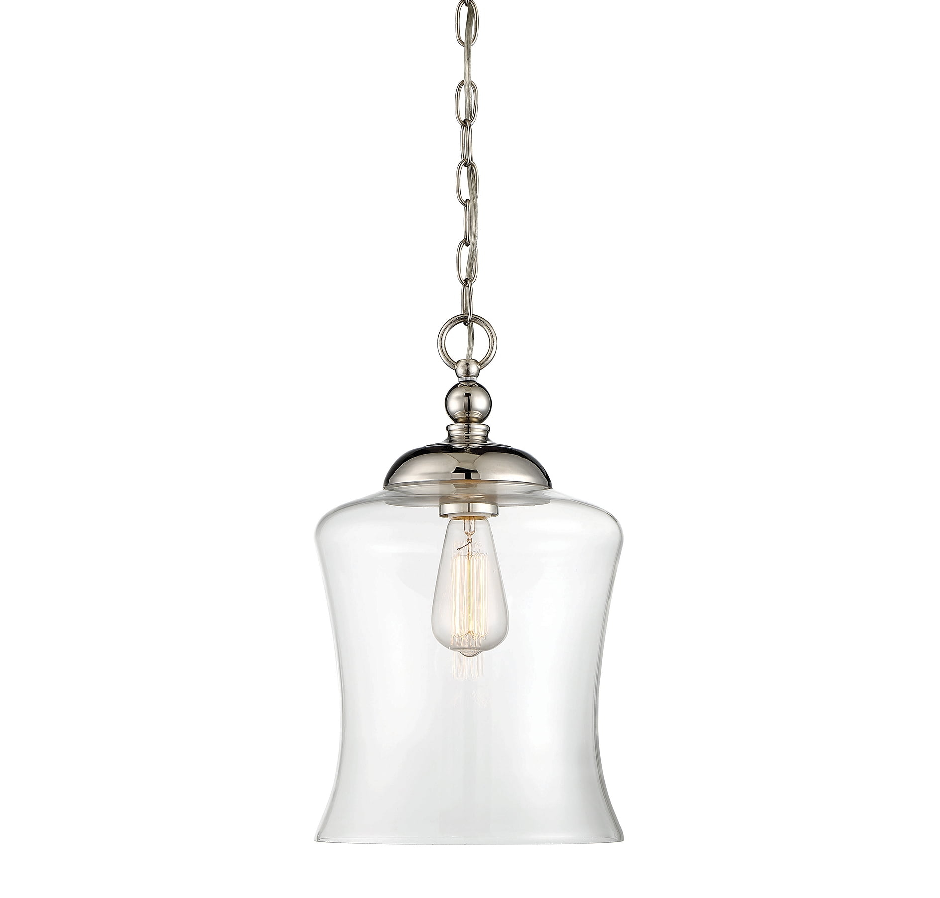 1 Light Mini Pendant in Polished Nickel by Meridian Lighting M70019PN